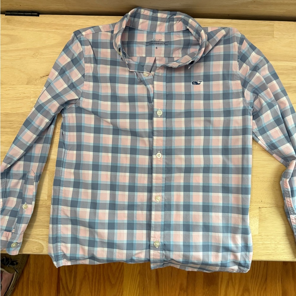 Vineyard Vines Blue and Pink Button Down Shirt